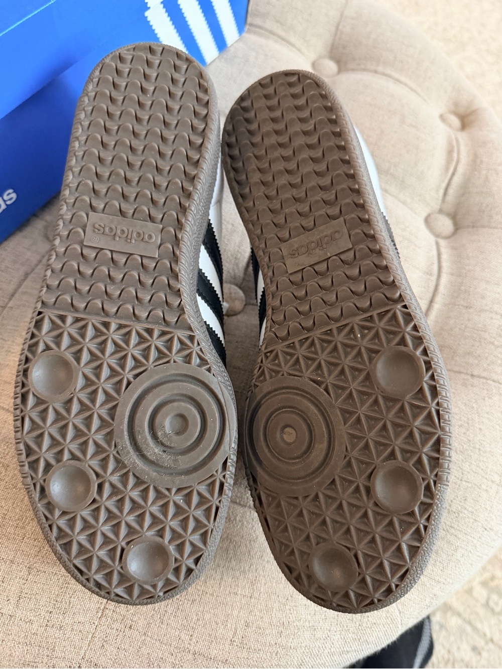 adidas Samba Leather Sneakers in White, Black, Gray - Picture 3 of 4